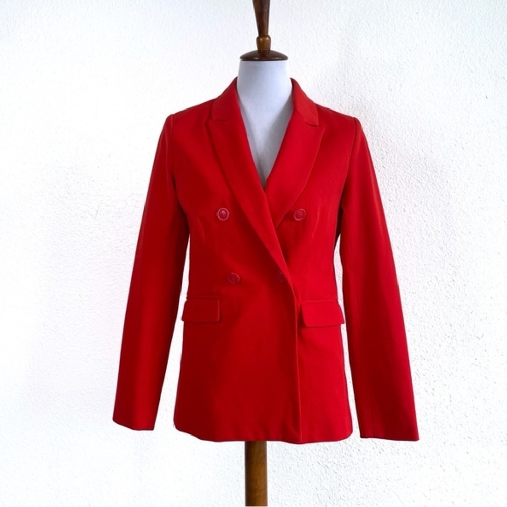 1901 Double Breasted Red Blazer Womens 4 Long Corp-core Business Bold Work Wear